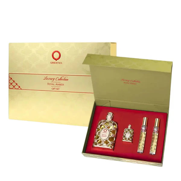 ORIENTICA ROYAL AMBER EDP 80 ML +  BOTELLA MINI EDP CON 7.5 ML +2 FRASCOS DE VIAJE CON EDP 10 ML