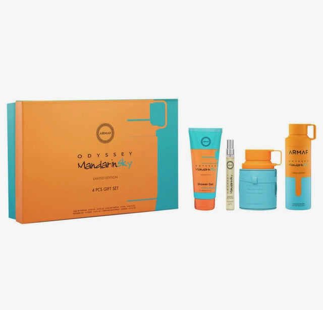 ARMAF ODYSSEY MANDARIN SKY AGUA DE PERFUME DE 100 ML + 10 ML P BIAJE +  GEL SHAMPOO DE BAÑO DE 100 ML + ROCIO BODY MIST DE 200 ML