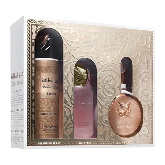 SET LATTAFA FAKHAR EDT 100 ML + ROCIO CABELLO 50 ML + ROCIO BODY MIST 200 ML
