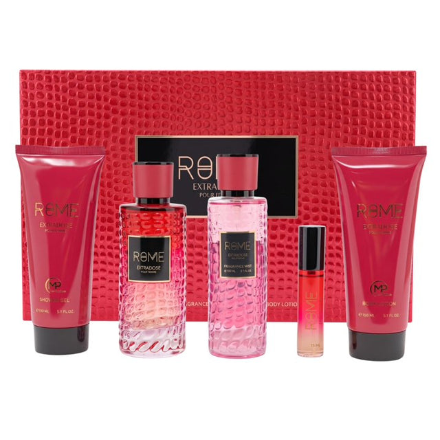 SET DAMA BHARARA MAST PERFUME ROME EXTRADOSE EDP 100 ML + EDP 15 ML + BODY MIST 150 ML + GEL DE BAÑO 150 ML + CREMA CORPORAL 150 ML 5 PC